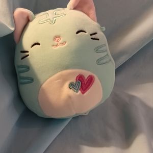 Squishmallow Cat blue hearts mini plush stuffed animal toy